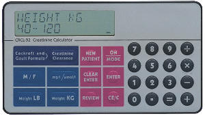 Handheld creatinine clearance calculators - calculate createnine clearance